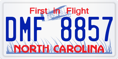 NC license plate DMF8857