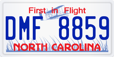 NC license plate DMF8859