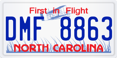 NC license plate DMF8863