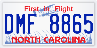 NC license plate DMF8865