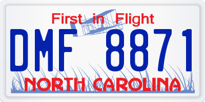 NC license plate DMF8871