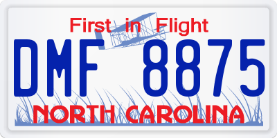 NC license plate DMF8875