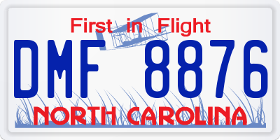NC license plate DMF8876