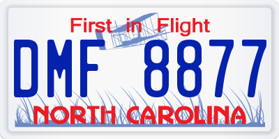 NC license plate DMF8877