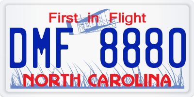 NC license plate DMF8880