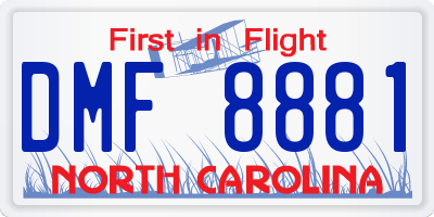 NC license plate DMF8881