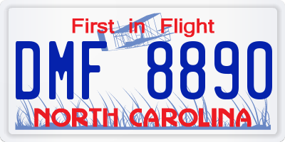 NC license plate DMF8890