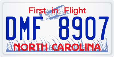 NC license plate DMF8907