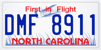 NC license plate DMF8911