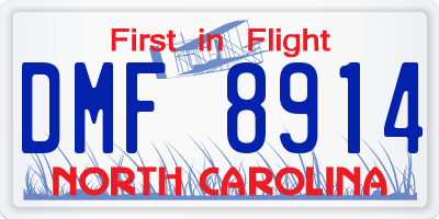 NC license plate DMF8914