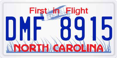 NC license plate DMF8915