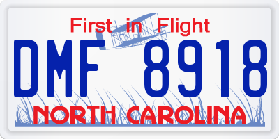 NC license plate DMF8918
