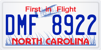 NC license plate DMF8922
