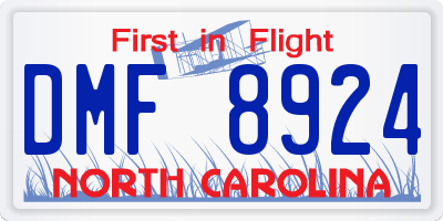 NC license plate DMF8924
