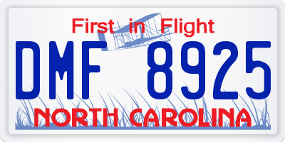 NC license plate DMF8925