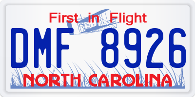 NC license plate DMF8926