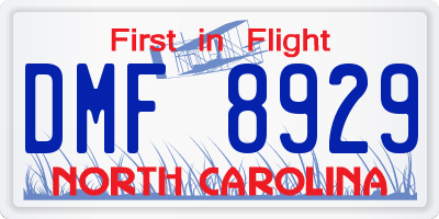 NC license plate DMF8929