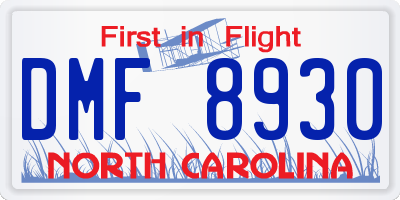 NC license plate DMF8930
