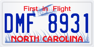 NC license plate DMF8931