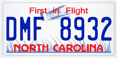 NC license plate DMF8932