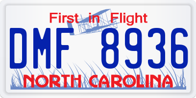 NC license plate DMF8936