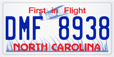 NC license plate DMF8938