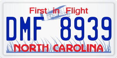 NC license plate DMF8939