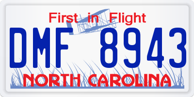 NC license plate DMF8943