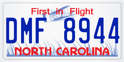 NC license plate DMF8944