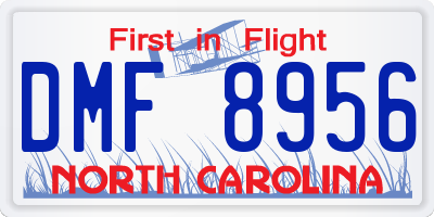 NC license plate DMF8956