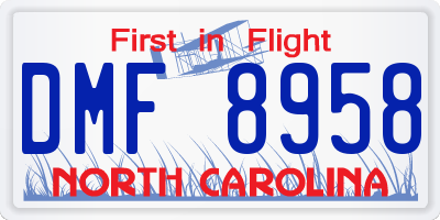 NC license plate DMF8958