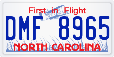 NC license plate DMF8965