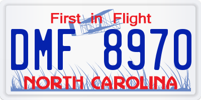 NC license plate DMF8970
