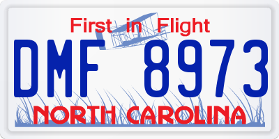 NC license plate DMF8973
