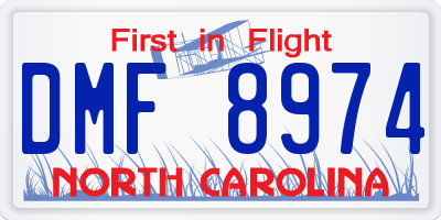 NC license plate DMF8974