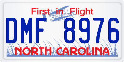 NC license plate DMF8976