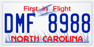 NC license plate DMF8988