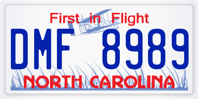 NC license plate DMF8989