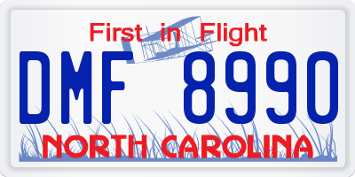 NC license plate DMF8990