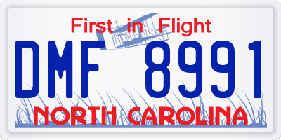 NC license plate DMF8991
