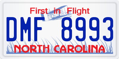 NC license plate DMF8993