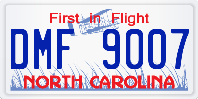 NC license plate DMF9007
