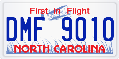 NC license plate DMF9010