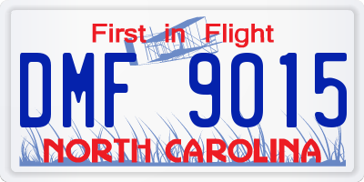 NC license plate DMF9015