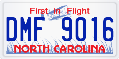 NC license plate DMF9016