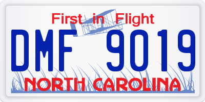 NC license plate DMF9019