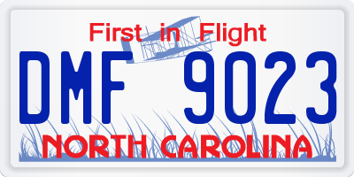 NC license plate DMF9023