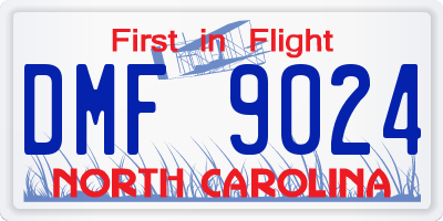 NC license plate DMF9024