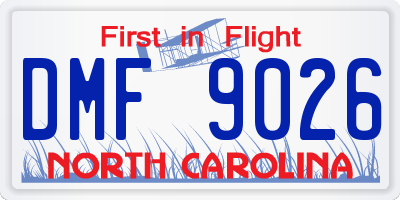 NC license plate DMF9026