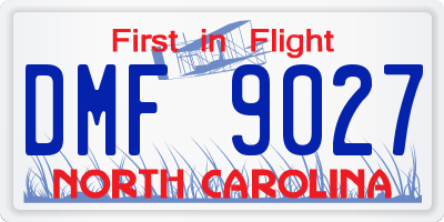 NC license plate DMF9027